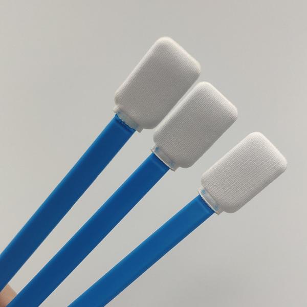 100 PCS 125mm Polyester Tipped Swabs Square Head Blue With PP Stick