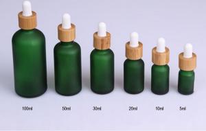 China frosted green glass cosmetic dropper bottle 5ml 10ml 15ml 20ml 30ml 50ml 100ml cosmetic bamboo pump packaging on sale