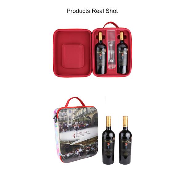 Red Zipper EVA Tool Case For Wine Bottle 111*271*341mm Hard
