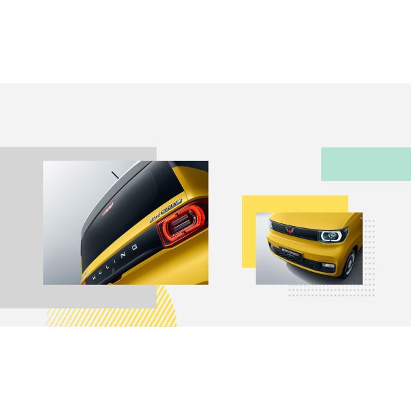 Low Speed 4 Wheel Four Seats Electric Cars Wuling Mini Hongguang Macaron 100km for Adults