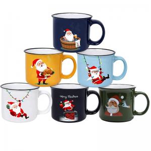 China 14oz Ceramic Christmas coffee mug, Stoneware Coffee Mug with Santa Design Best Gift for Festival on sale