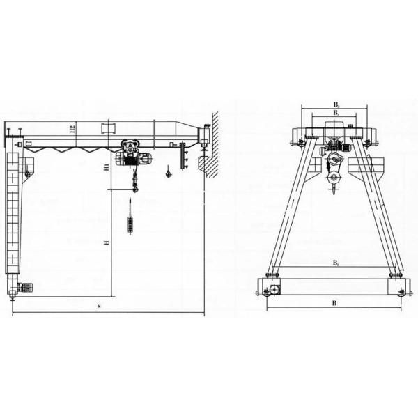 YUANTAI Semi Gantry Cranes, Half Gantry Crane, with Hoist for Workshop