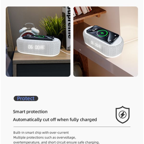 Multifunction Chargers Alarm Clock 15W 3 In 1 Fast Charging With LED Light Mobile Phone Wireless Charger For Android Phone
