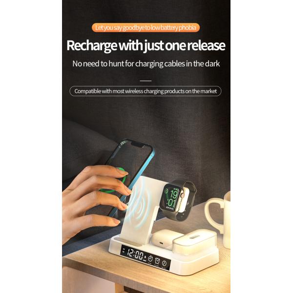 Multifunctional Qi Wireless Charger Dock Stand CE certified With Clock