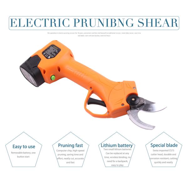 Swansoft 2.5CM Battery Orchard Pruner 16. 8V Cordless Strong Steel Blade Garden Trimmer Plant Secateurs with 2 batteries