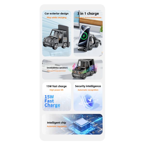 6 In 1 15W Wireless Charger Stand For iPhone 13 14 Multi Function Integrated With Lamp Cool Electronics Charger Holder