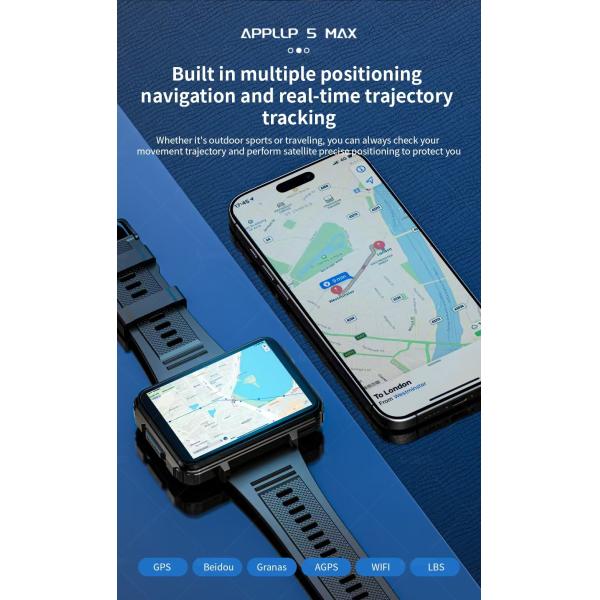 APPLP 5 MAX Android 10.7 Smartwatch GPS Navigation Smart Watch With Sim Card Camera