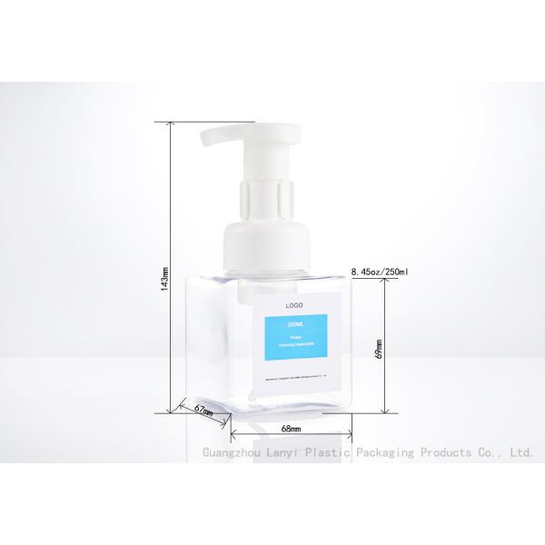 Transparent 250ml PET Plastic Foam Pump Bottle 68*68*143mm