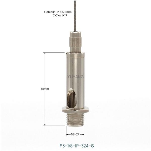 Straight Knurling Power Feed Cable Gripper 8*40mm Connection For Lights Hanging System F3-324-S