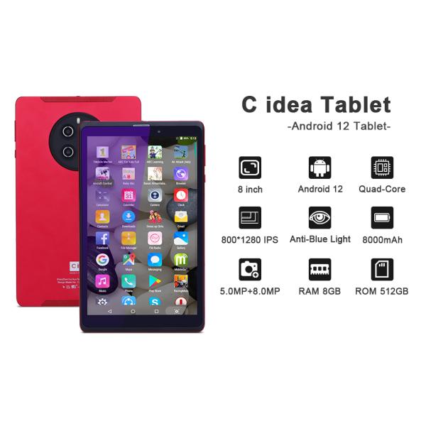 C Idea 8 Inch Small Tablet With 512GB Storage Protective Case Smart Tablet PC CM815