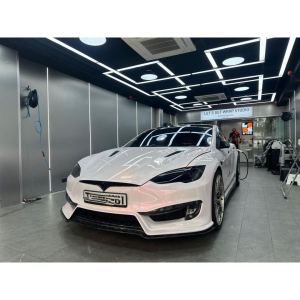 PD Style Tesla Model Body Kit Front Rear Bumper Side Skirt Diffuser Spoiler Black
