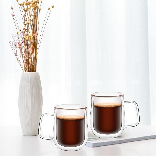 Amazon top seller High quality Borsilicate double wall Heat Resistant Hot Coffee Glss Double Wall Glass Cup