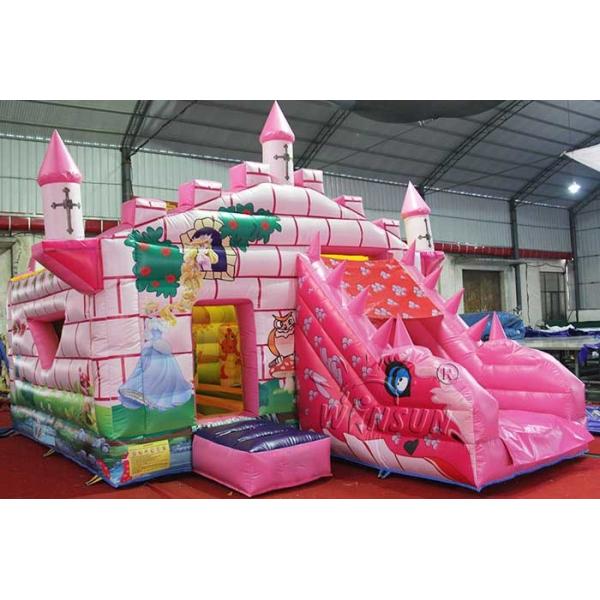 Pink Princess Trampoline with Slide WSC-256 Customized Size