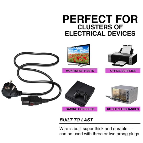 Schuko CEE 7/7 to IEC C15 Power Cable 250V 16A 3m