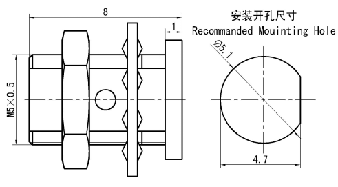 SMP Male to SMP Male RF Coaxial Adapter – Limited Detent, Thread-In Mount