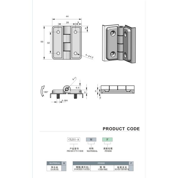 Size 40mm Zinc Alloy Hinges Rotation External Cabinet Hinge