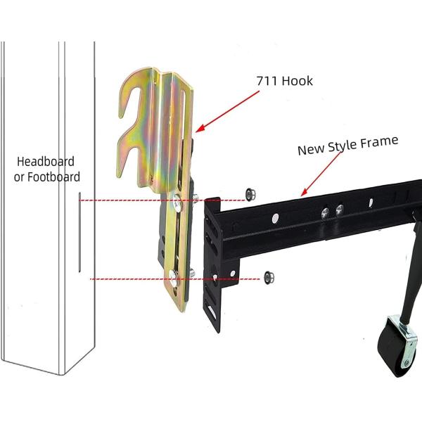 Hook on Bed Frame Brackets Customized Size Headboard Hook Set for Brass Bed Rails