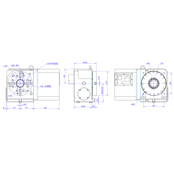 Steel Worm Gear Index Rotary Table 4 Axis For Machine Tools Accessories