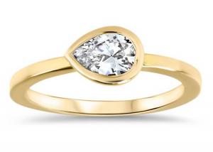 China 0.77ct Yellow Gold Wedding Ring , ODM Bezel Set Engagement Ring for Lady on sale