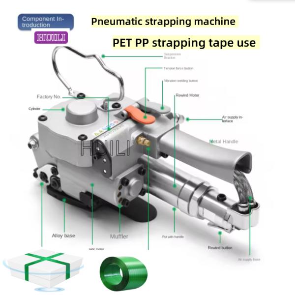 PP PET pneumatic strapping machine 13-25mm pneumatic strapping tool with hot melt adhesive