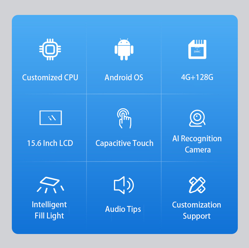 Customized Metal Self-Service Check Kiosk 10 Point Capacitive Touch Screen 8MP Surveillance Camera 32/64GB Storage SDK Dish