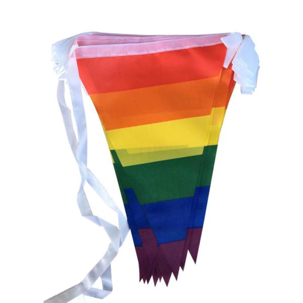Decorative LGBT Flag Polyester Rainbow Pride Bunting Flying Style