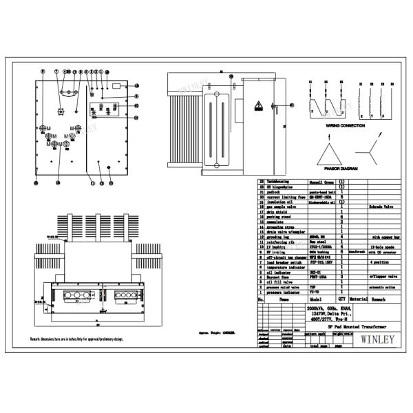 2000Kva Three Phase Pad Mounted Transformer 2MVA 12.47KV To 480V Meet DOE Efficiency Values With UL listed