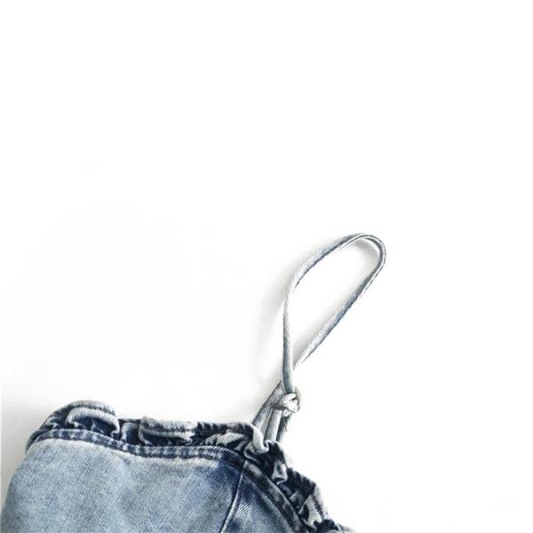 Factory OEM Summer Vogue Splicing Agaric Edge Female Custom Denim Clothing