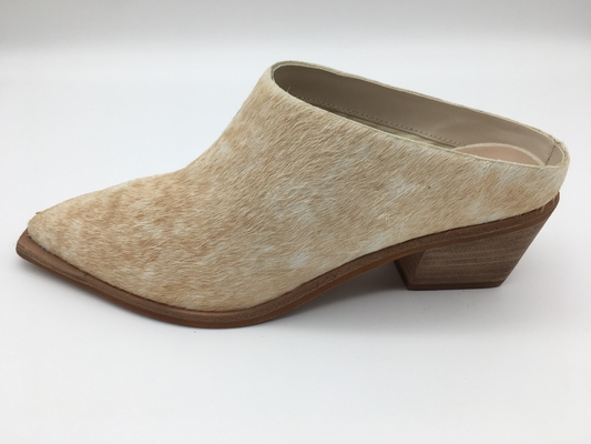 Leather Material Womens Mule Heels , 4.5 inch high heel mules With Close Toe