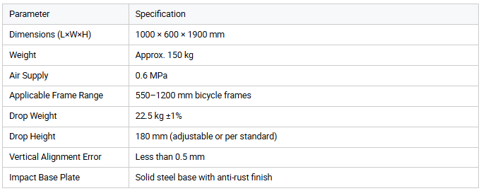 Bicycle Frame Heavy Drop Impact Testing Machine Bicycle Frame Impact Durability Testing Equipment