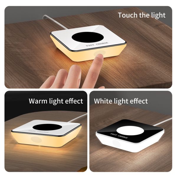 Fast Wireless Charger With LED Light For Samsung iPhone 5V/2A Input Night Light Mobile Phone Charger