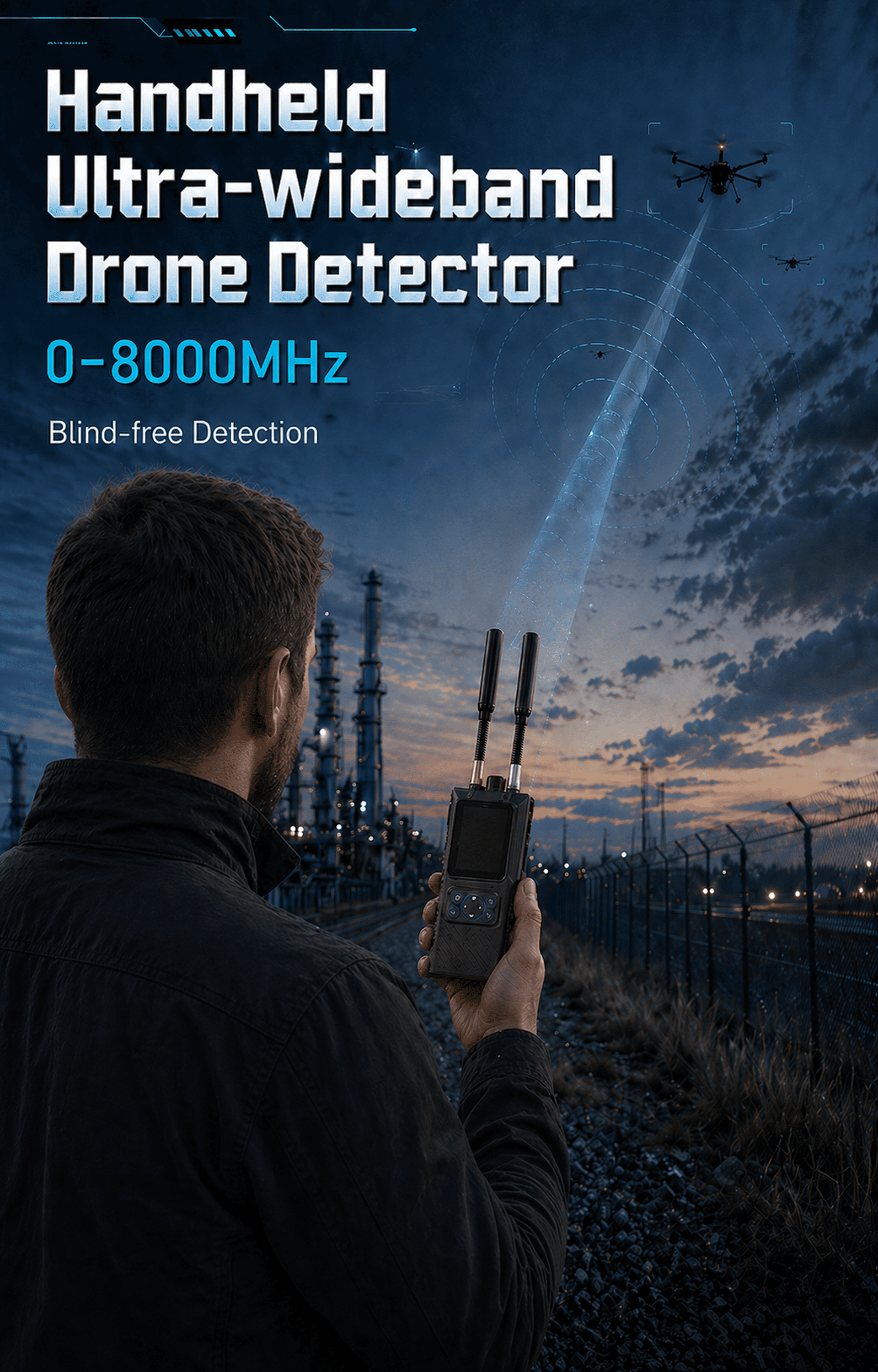Portable Handheld Drone Detector 0-8GHz | Long Range Safety Signal Detector LDK-DW01