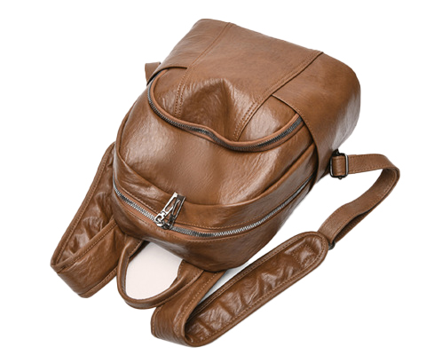 Custom Outdoor Casual Ladies Backpack in PU Leather with Zipper Closure 37*29*6cm
