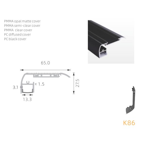 Opal Anodized H27.5mm LED Aluminium Extrusion Profiles Spray Coating