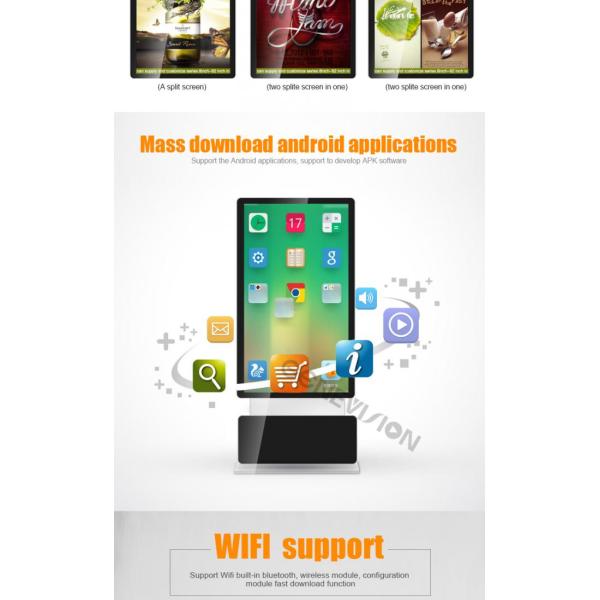 Portrait Displaying Information Kiosk Digital Signage Fhd Lcd Screen Rotatable Stand