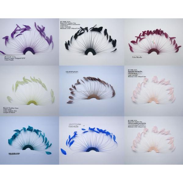 15x30cm Stripped Coque Feather Blower , Hand Held Feather Fans For Wedding