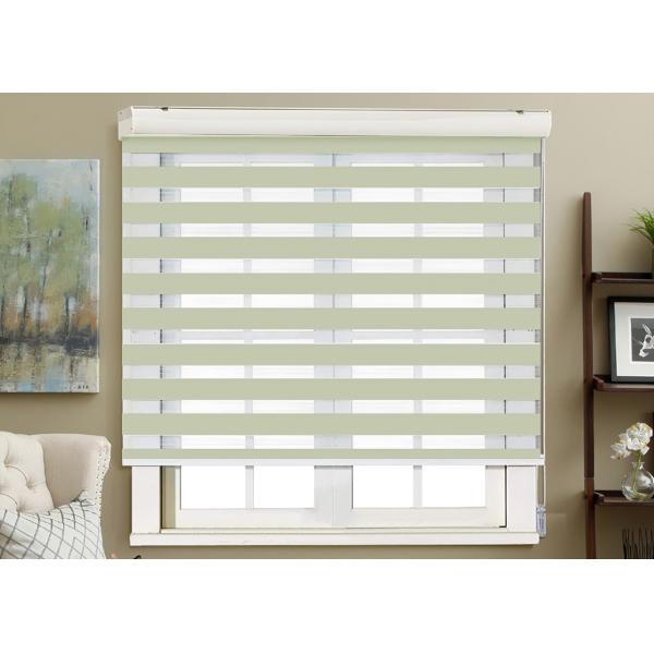 Double Layer Fire Proof 5% Openness Roller Blinds Shades Electric Motorized Zebra Fabrics For Windows