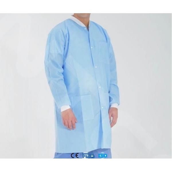 Protective White Disposable Polypropylene Lab Coat Anti - Shrink With Knitted Cuff
