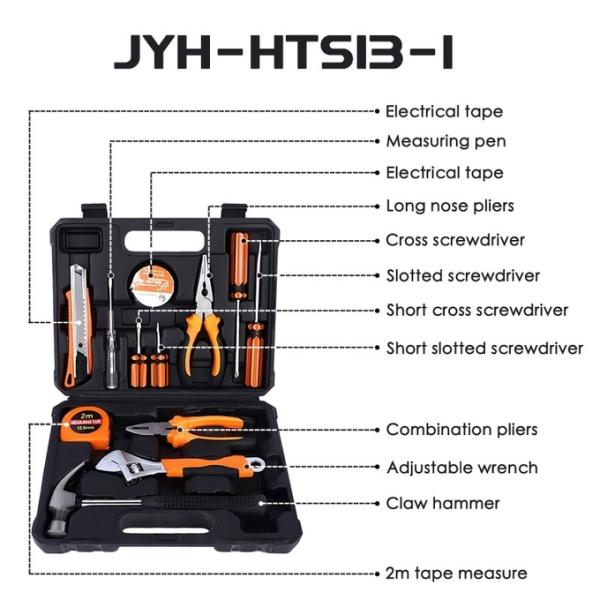 JYH-HTS09-6 Home Toolbox Set 9-Piece Set Of Carbon Steel Series Combination Tools