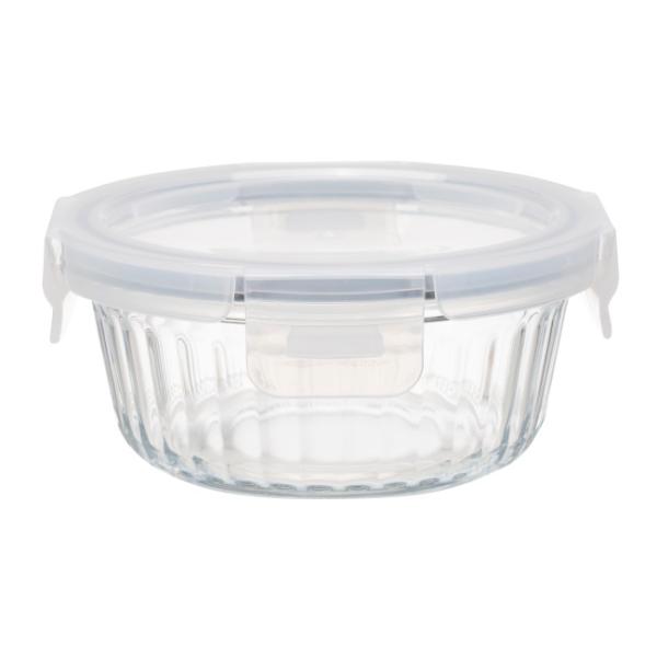 Striped High Borosilicate Glass Food Container with PP Lid