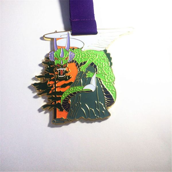 Eastern Dragon-shaped Fun Competition Medals, Commemorative Medals with Soft Enamel and Gold Plating Technique
