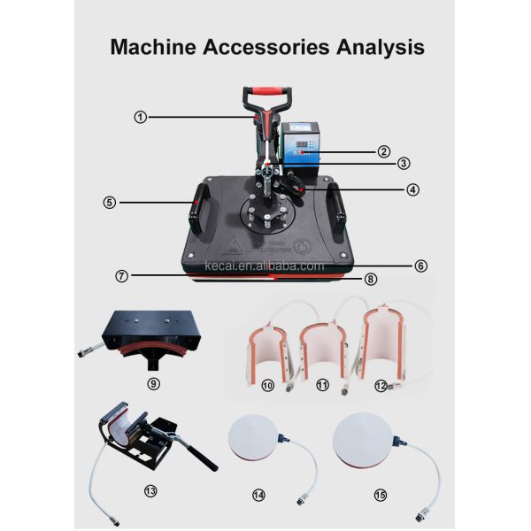 KECAI 8 in 1 Combo Multifunction Heat Press Machine for Printing Machine T-Shirt Hat Mug Plate New Condition