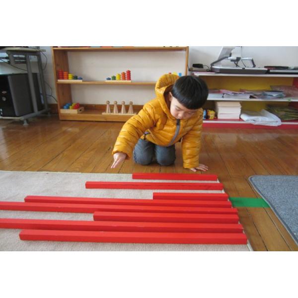 Wooden Educational Toys Montessori Sensorial Material Long Red Rods for kindergarten and perschool
