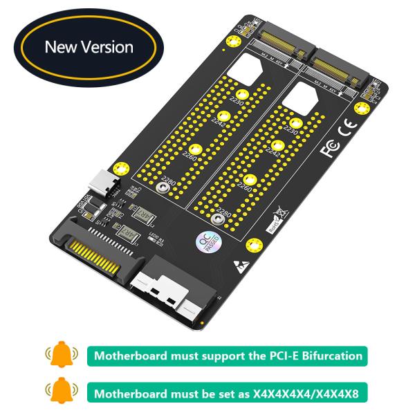 Dual 2X M.2 NVME SSD to Slimline SFF-8654 8X Adapter PCIe Bifurcation Motherboard is Required