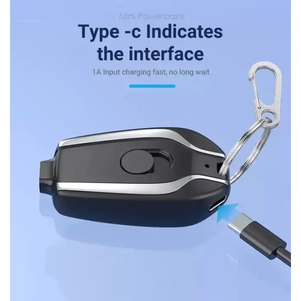 Mini Key Chain Cordless Power Bank 1500mAh Wireless Emergency Portable Charger Ring Holder