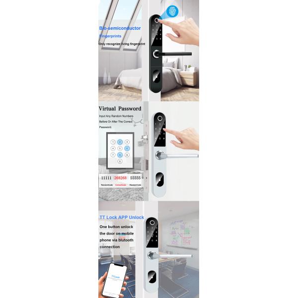 Slim European Standard Mortise Smart Fingerprint Door Lock With TT LOCK APP