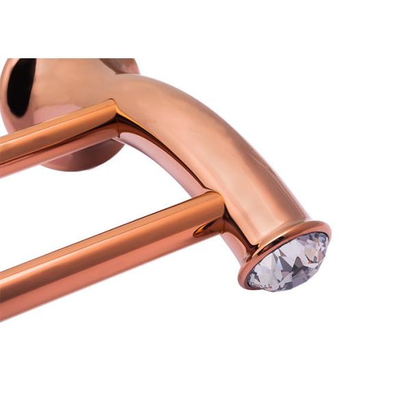 Bathroom Accessory Double Towel Bar Plate Rose Gold Zinc Alloy and Crystal