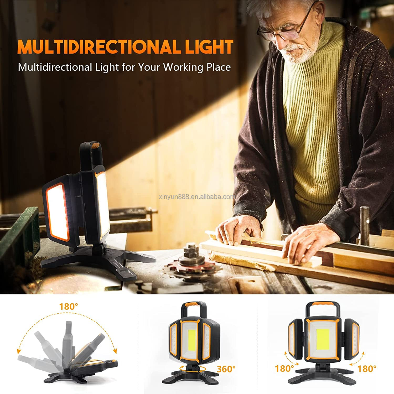 Hot Selling New 3000lm Rechargeable Multifunctional Vertical Folding Work Light