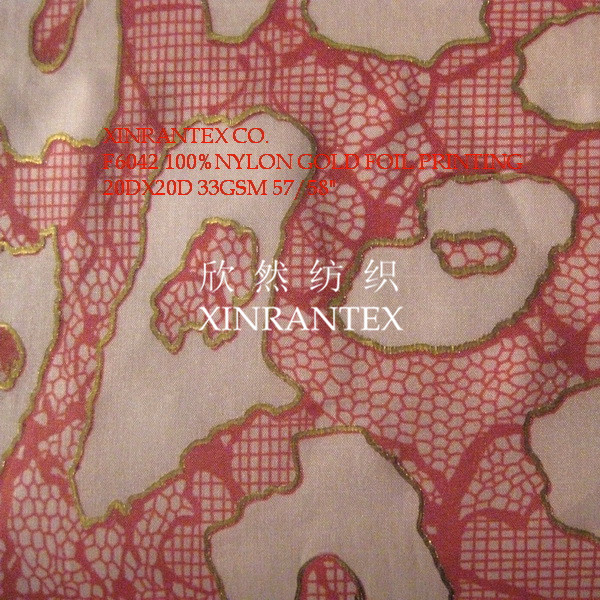 F6042 sun-protective cloth fabric 100%nylon taffeta silver foil finishing in summer season