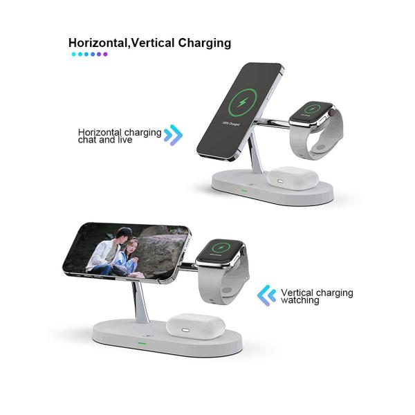 Original Factory OEM T268 3 in 1 Wireless Charger Stand For iPhone 12/13/14/15/16/17 Fast Charging Station for Apple Watch 10 9 8 7 6 5 4 Airpods 2 3